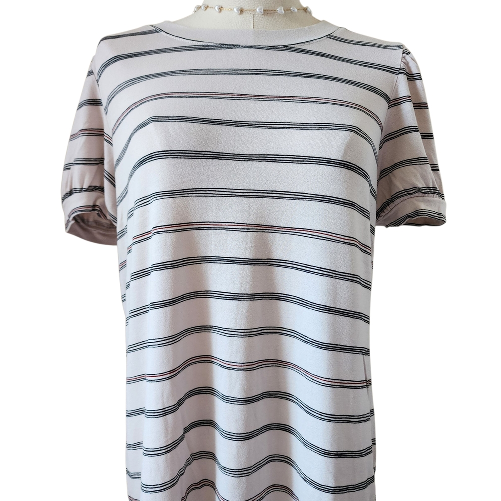 Apt. 9 Women's Short Sleeve Top - Black and White Stripes